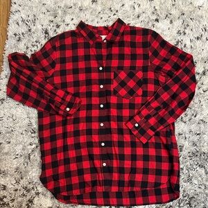 Old Navy Red and Black Plaid Women's Blouse